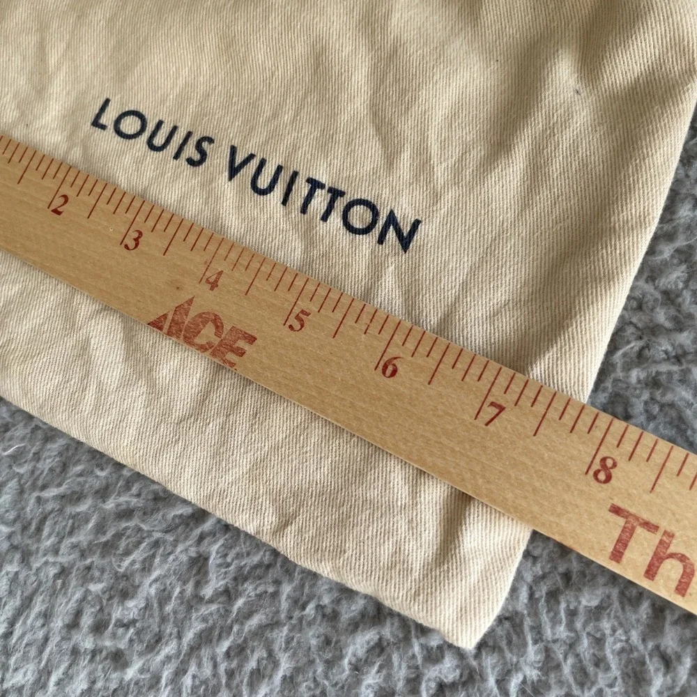 Louis Vuitton Dust Bag Cream Cotton Blue Drawstring Logo H7''x W8'' *Read Stains